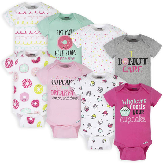 8-Pack Baby Girls Sweet Treats Onesies® Brand Bodysuits